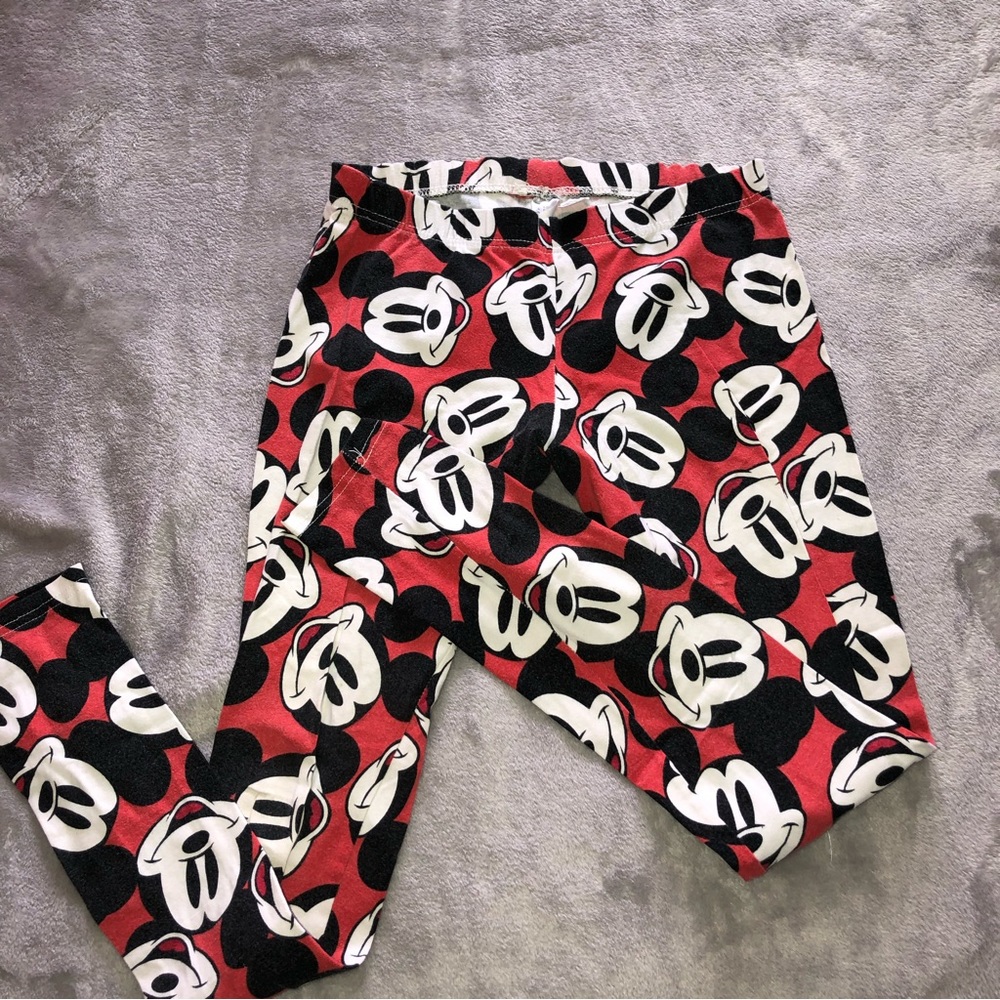 Red, black Disney leggings/ MICKEY MOUSE print